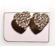 14k Gold Plated CZ Stone Heart Stud Earrings