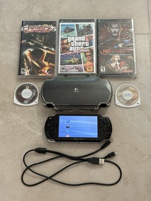 Sony PSP 2001 Black Console Near Mint + 5 Games Charger Case