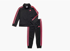 Toddler 2T Adidas Track Suit New Black Pink Stripe New