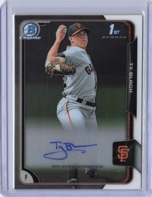 2015 Bowman #BCAP-TBL Ty Blach Chrome Prospect Autographs
