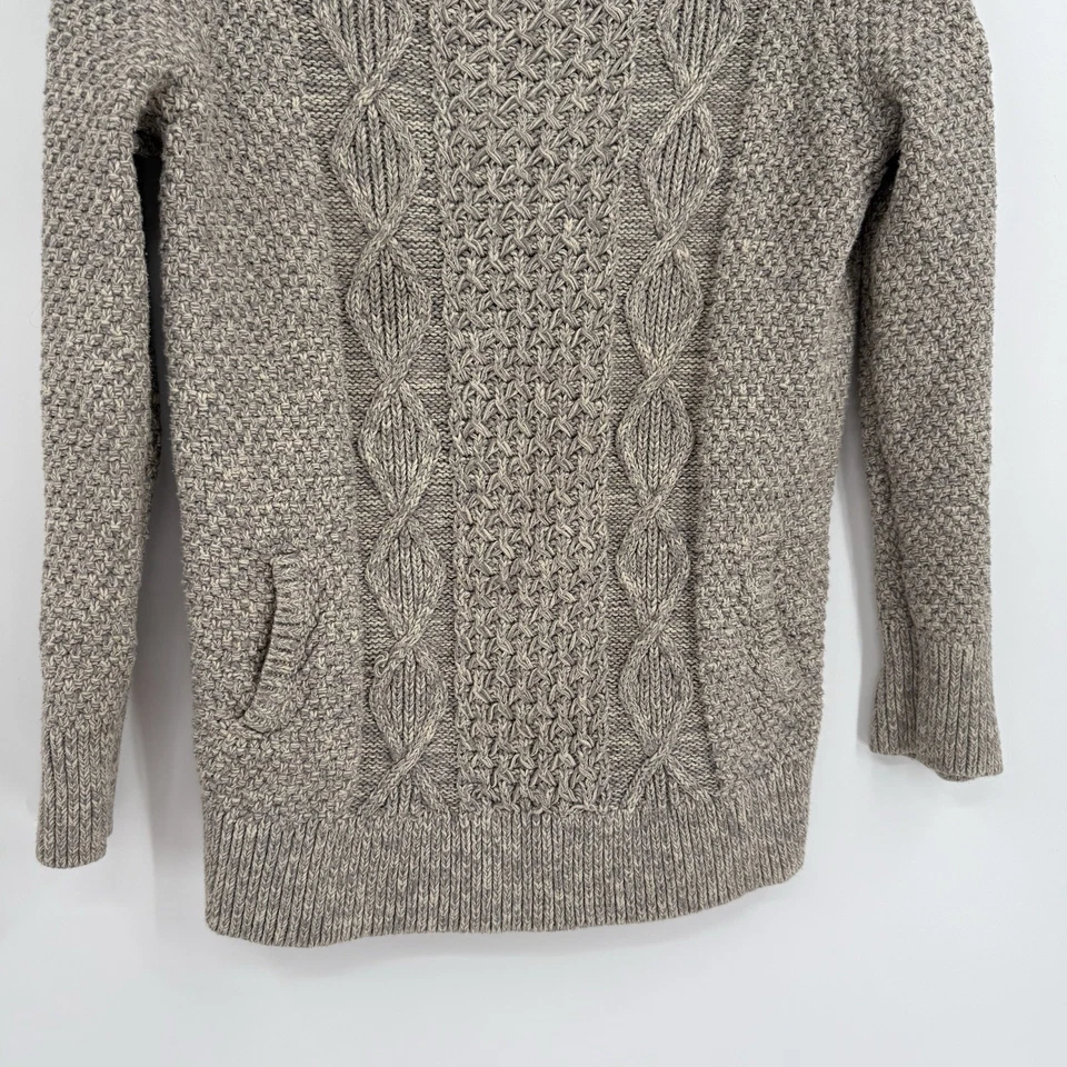 Suéter de pescador de algodón LL Bean Signature para mujer talla mediana gris cuello embudo Foto 3 de 4