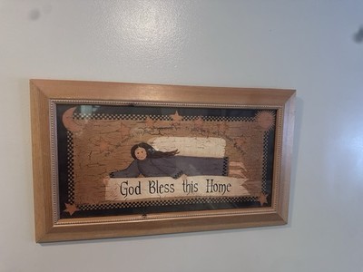L. Spivey God Bless This Home Framed Christian Print Wall Art for Home Decor