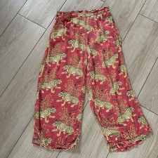 Print Fresh Bagheera Cheetah Leopard Print Crop Pajama Pants XS Pink Pockets