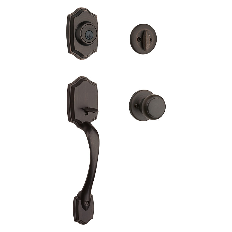 Kwikset 96870-100 Belleview Single Cylinder Handleset with Cove Knob featuring