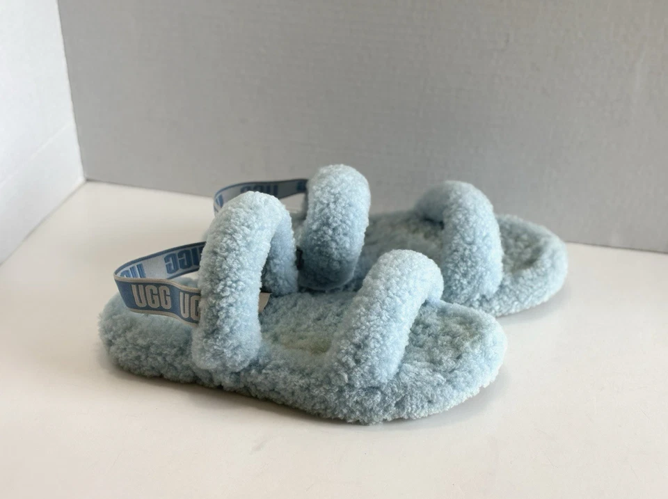 Ugg Oh Yeah Women's Slides Sheepskin Slipper Strap Sandals Light Blue Size 7.5 - Image 2 of 4