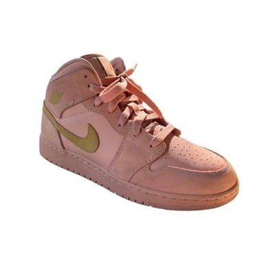 GUC Jordan 1 Mid Coral Gold (GS) Youth Sneaker Shoes. Size 7Y