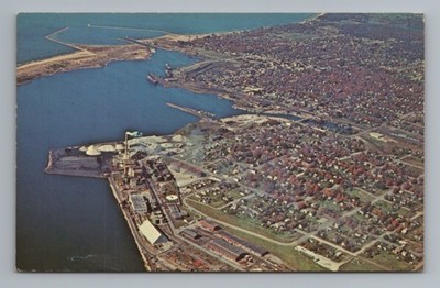 Aerial View of Ludington Michigan Superb Beaches Vintage Postcard