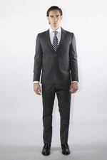 Tailored 2-button anthracite drop 4 men's suit in pure wool