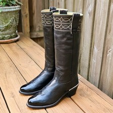Vintage Stewart Boot Company Tall Campus Cowboy Boots Black Size 8 D Made In USA