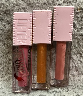 3x Maybelline Lifter Gloss Lifter Plump Lip Plumper Gloss w/ Maxi Lip Assorted