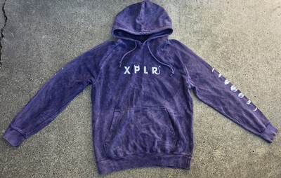 Sam & Colby XPLR Mens Purple Tie Dye Moons Sleeves Pullover Hoodie Size M 