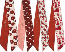 4 Pack Purse Scarf Handbags Skinny Twill Hair Scarves Narrow Neck Style 2-6