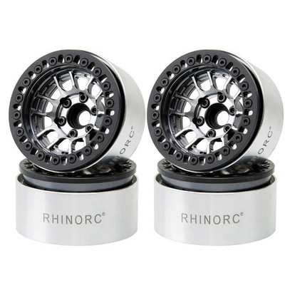 RhinoRC MOZA 1.9 Inch Negative Offset Aluminum Wheel Rim, 4PCS RC Beadlock Wh...
