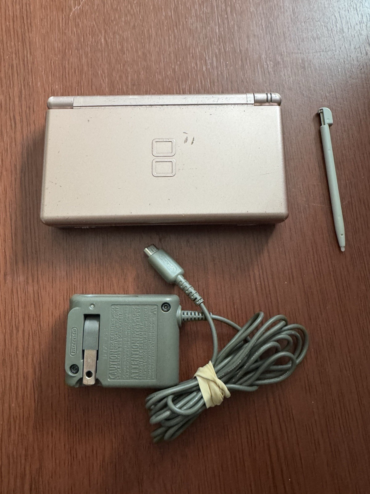 Nintendo DS Lite Rose Gold Console + OEM Charger — Tested Works