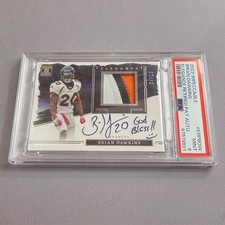 Brian Dawkins Auto Worn Jersey Patch /10 PSA 9 Inscription 2023 Impeccable HOF