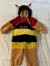Winnie The Pooh Infant Bee Costume Hooded Wings Yellow Black Red Brown