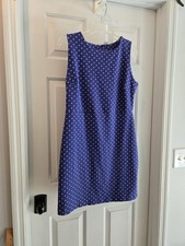 Old Navy Blue White Polka Dot Sheath Dress L Sleeveless Round Neck Knit Stretch