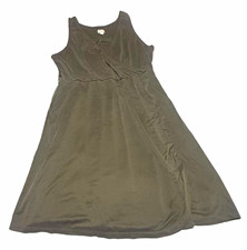 A New Day Green Solid Wrap Midi Dress V-Neck Sleeveless Knit Stretch L