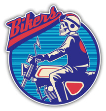 Skull Rider Bikers Auto Moto Car Bumper Sticker Decal