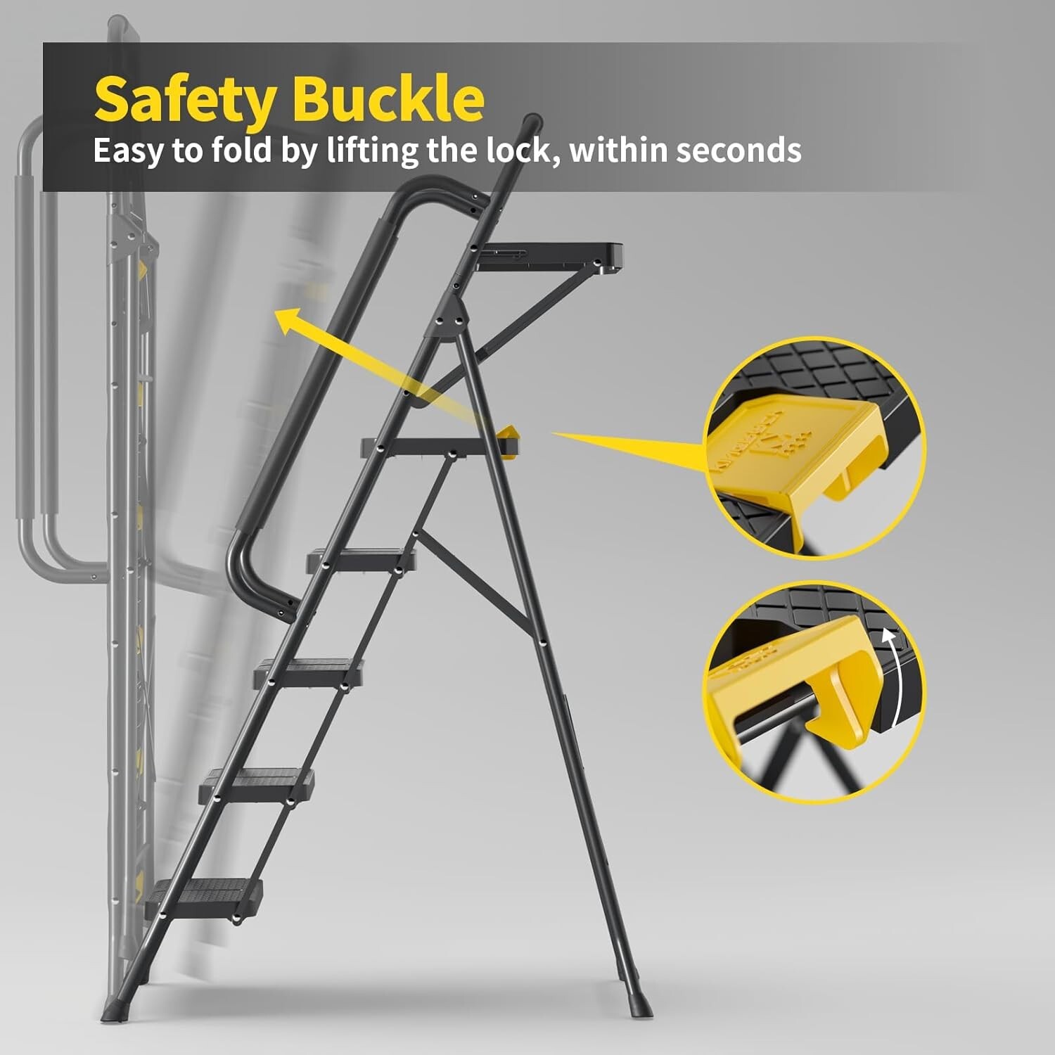 Portable Anti-Slip 5-Step Ladder with Tool Platform - Perfect for Home & Garage