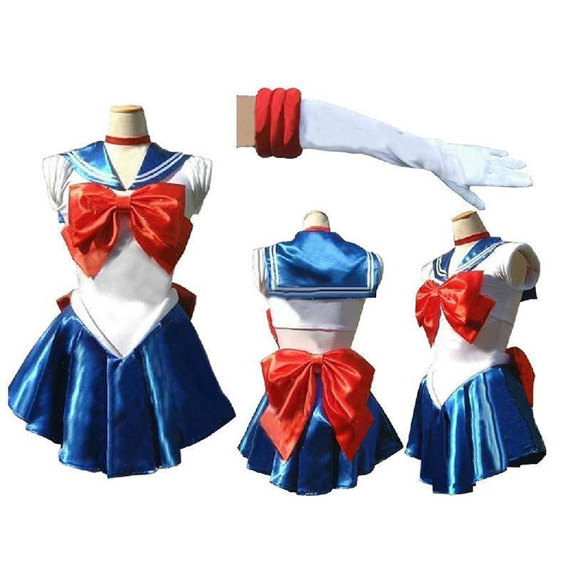 Sailor Moon Costume Cosplay Uniform Fancy Dress Up Sailormoon Outfit &  Glove