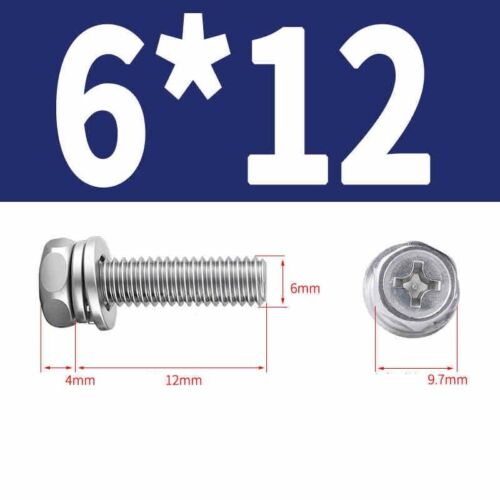 Phillips Hex Head with Washer Screws Hexagon Combination Stainless Steel M3-M10 - Picture 43 of 71