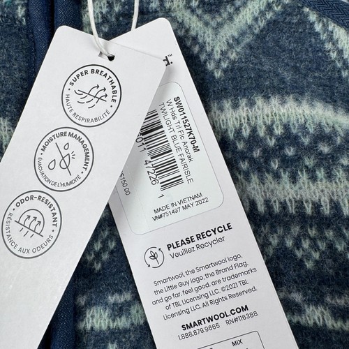 SMARTWOOL Hudson Trail Fleece Anorak Jacke Damen Medium Blue Aztec Neu mit Etikett - Bild 3 von 7