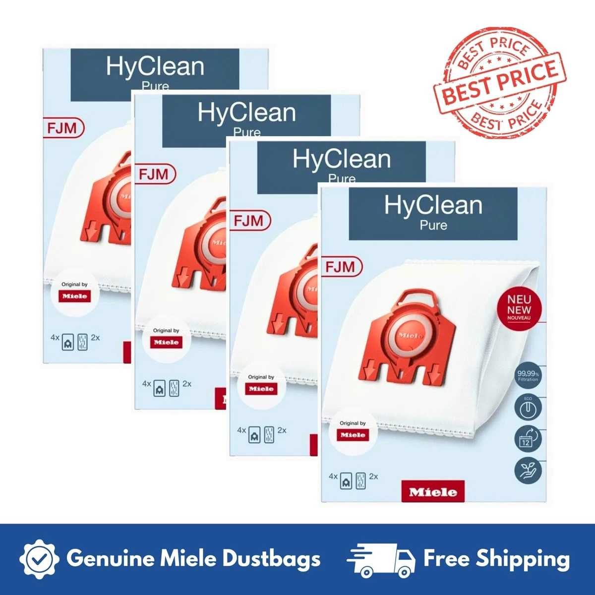 Miele Vacuum Bags FJM - Hyclean Pure x 4 Boxes