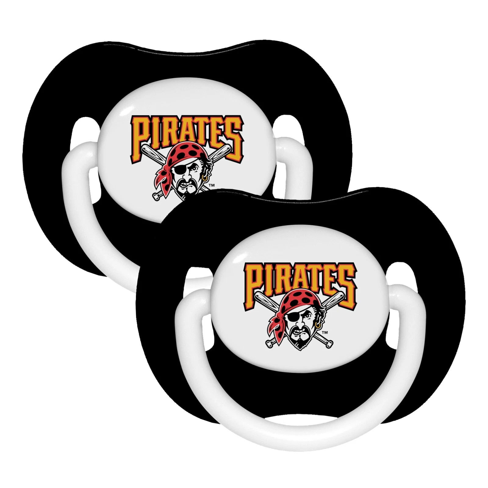12 (2-pack) PIttsburgh Pirates Black Pacifiers - MLB Baby Shower Gift