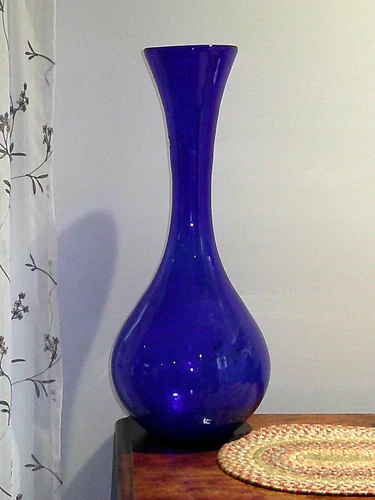23" Vintage Cobalt Blue Blenko Blown Glass Floor Vase