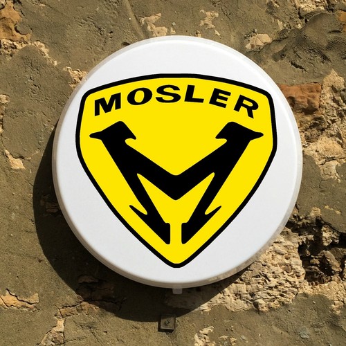MOSLER BADGE LED WALL LIGHT UP SIGN LOGO GARAGE AUTOMOBILIA CAR TRENNE