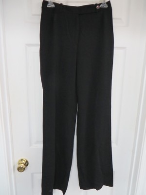 AKRIS Lightweight Wool Straight leg Zipper w.overlay waistband Black Pants US4