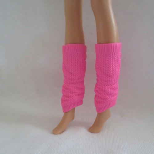 NEW Barbie Slumber Party Fashionista Doll Pink Knit Look Leg Warmers ~ Clothing - Picture 2 of 4