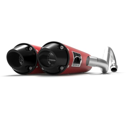 HMF Performance Red Dual Full System Exhaust Black Euro Cap Polaris RZR XP 900 - Foto 1 di 3