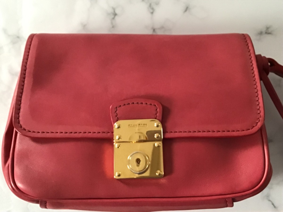 バッグ vintage MIUMIU Leather clutch bag Miu Miu Miu clutch smooth antique leather deliberately stained to