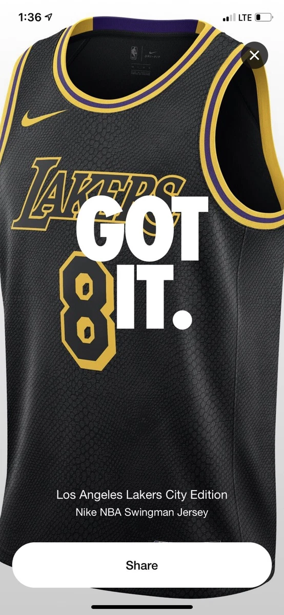 Nike Kobe Bryant Lakers Edition Jersey Black Mamba 8 24 Limited Size Medium