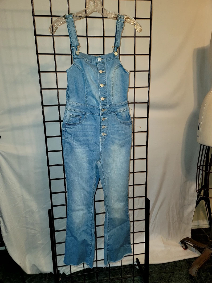 NWT Wax Jeans Women's Juniors Ankle Length Bootcut Leg Denim Overalls  Size-S