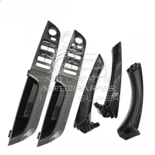 Carbon Fiber Inner Door Pull Handle Panel Cover For BMW 3 E90 E91 2004 - 2012