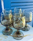 Vintage Smoked Glass Set Of 5 Shot Glasses 3.5 in Cordials Cognac Snifter Style  — photo 4