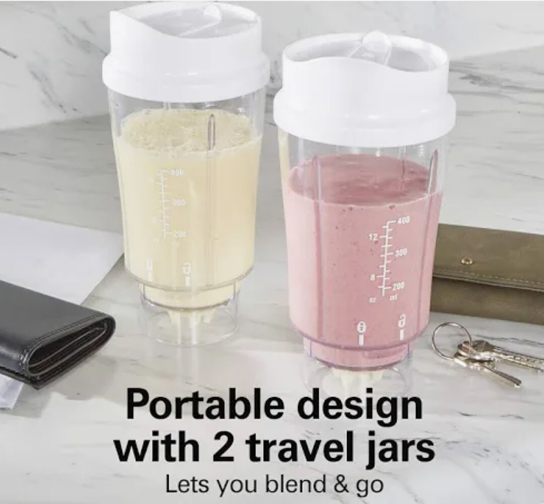 Hamilton Beach Personal Blender With 2 Jars And Travel Lids