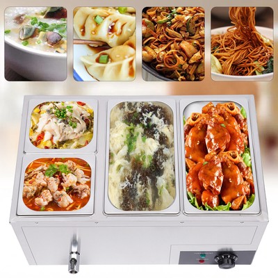 Commercial Stainless Steel Buffet Food Warmer Temperature Adjtable With 4-pans
