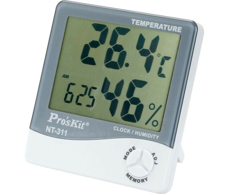 Termometro Medidor de Temperatura y Humedad con reloj Interior con Pantalla de...
