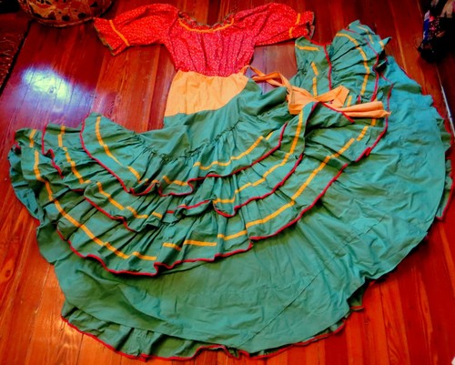 30s/40s Flamenco/Gypsy Tiered Ruffled Fiesta Dress