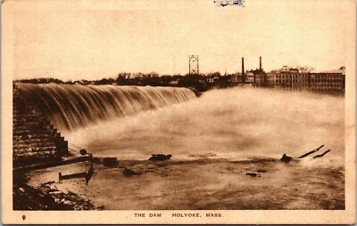 Dam Holyoake Mass Massachusetts Ma Sepia Antique Divided Back Postcard