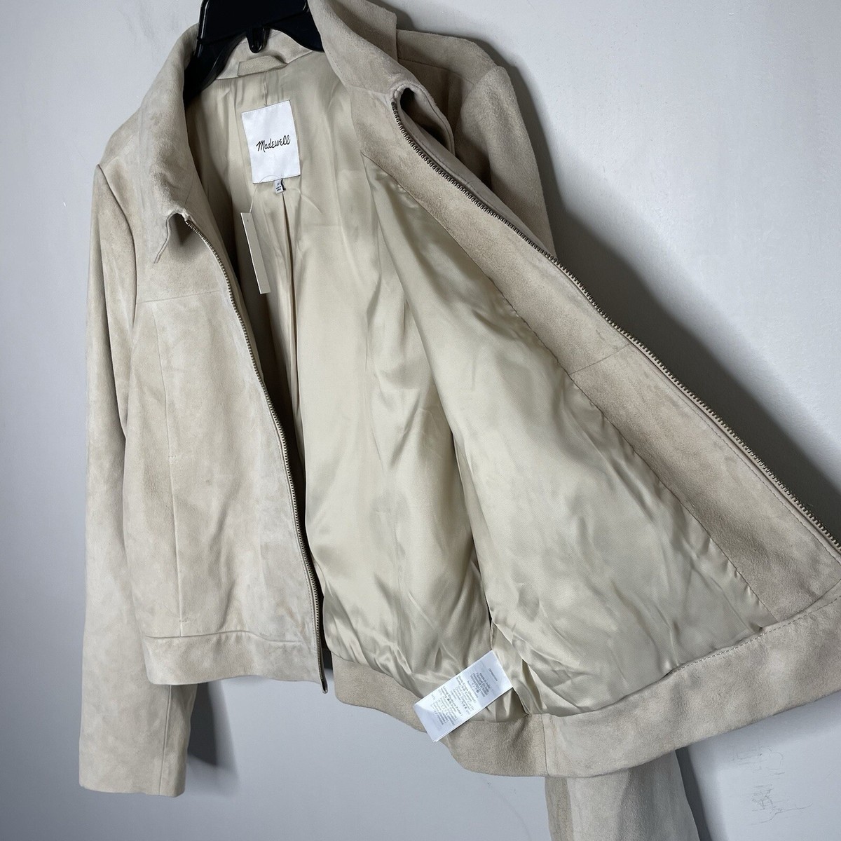 MADEWELL Suede Jacket Women 14 Shrunken Zip Front NEW Light