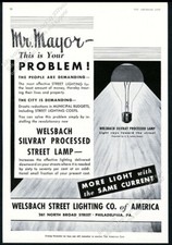 1933 Welsbach streetlight street light Silvray lamp bulb art vintage trade ad 1