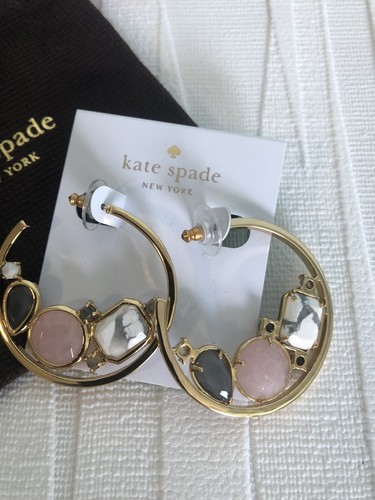 Kate Spade New York SYMPHONY GLITZER HOOP Halbedelsteine Ohrringe Neu mit Etikett 98 $