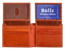 Double Flap Up ID Window Bifold Mens Wallet Cowhide Leather 12+ credit cards