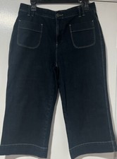 Chico's Platinum Dark Wash Capri Jeans Sz 1 Sz 8 Spandex / Cotton Vacation