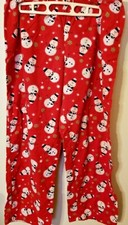 Womens Flannel Size M 10 12 snowmen pajama pant elastic waist 38 L 29 inseam 30